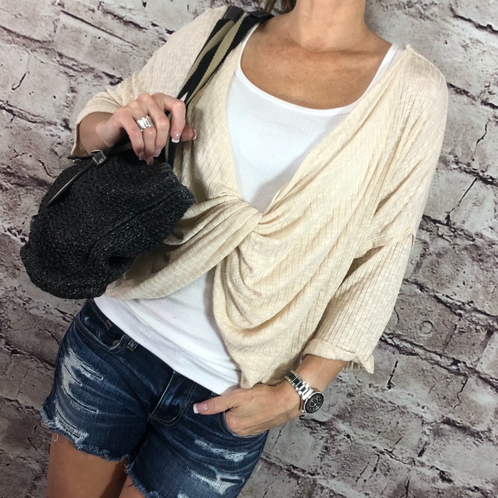 Bralette-Ready Open Back/Front Oatmeal Twist Top - Picture 3 of 8